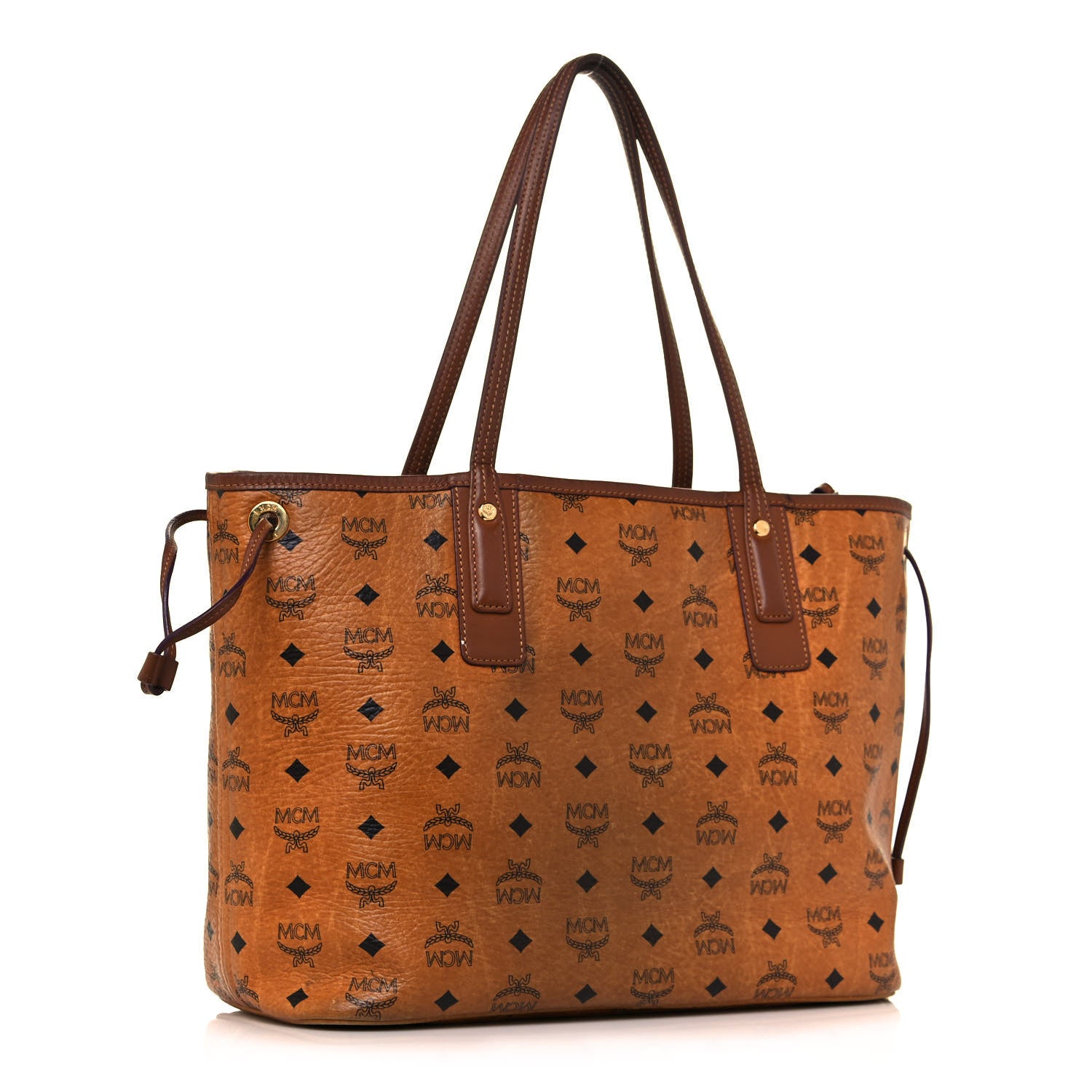 MCM Visetos Medium Liz Reversible Shopper Tote Cognac 4 of 28