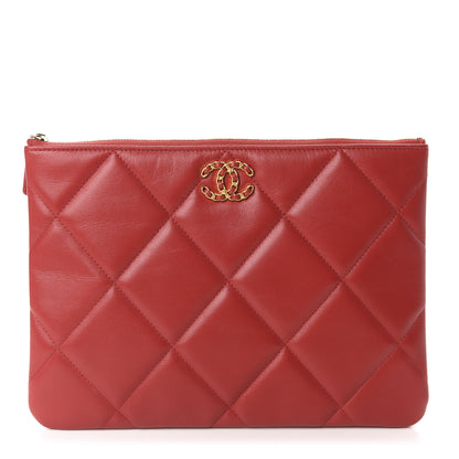 Chanel Goatskin Quilted Large 19 Cosmetic Case Red 1 of 8