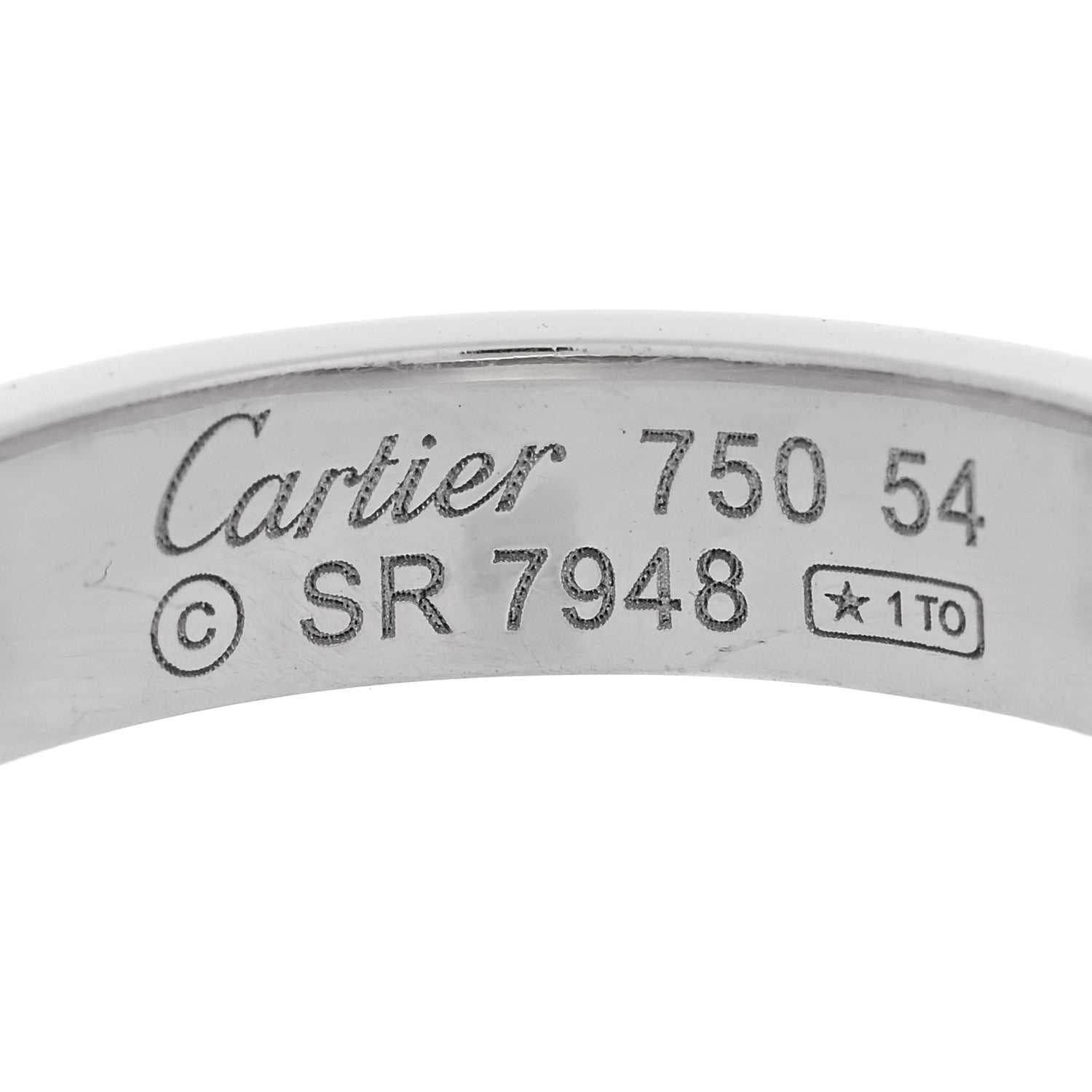 Cartier 18K White Gold Diamond 4mm LOVE Wedding Band Ring 54 6.75 4 of 5