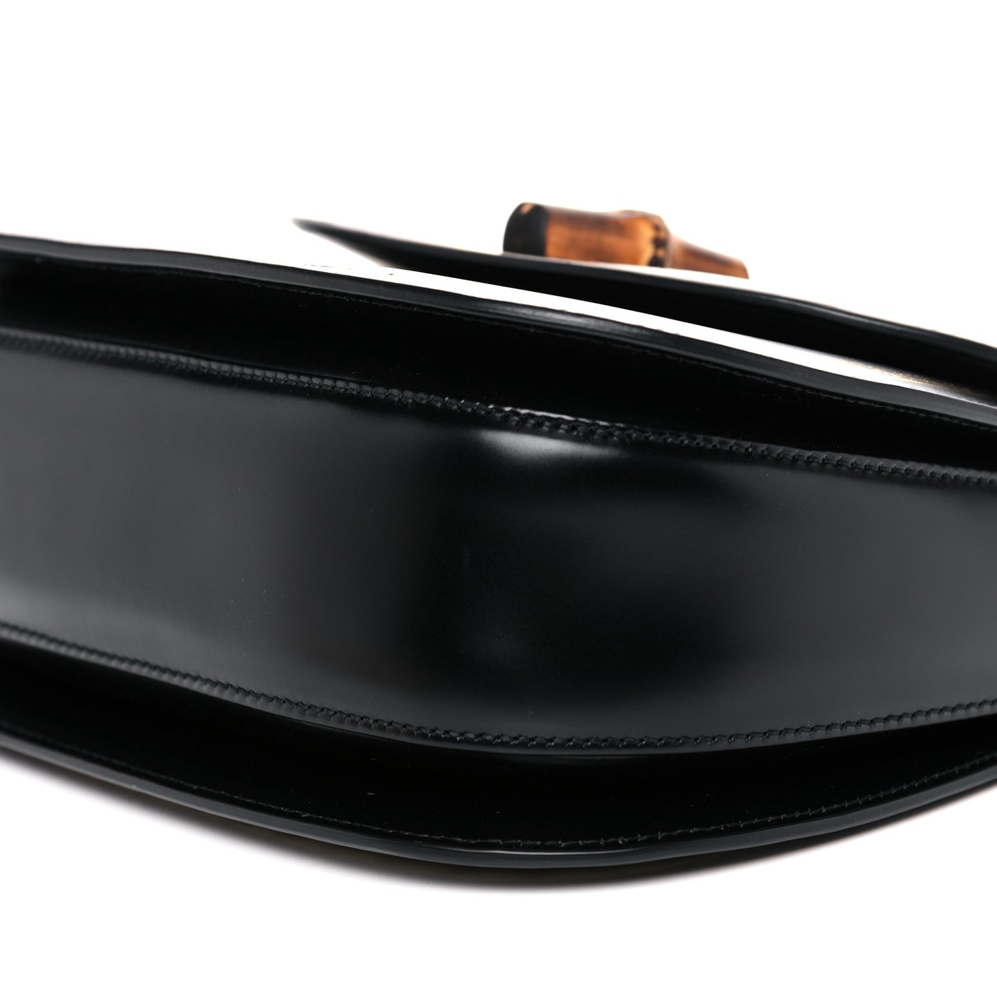 Calfskin Frame Print Bamboo Top Handle Bag Black