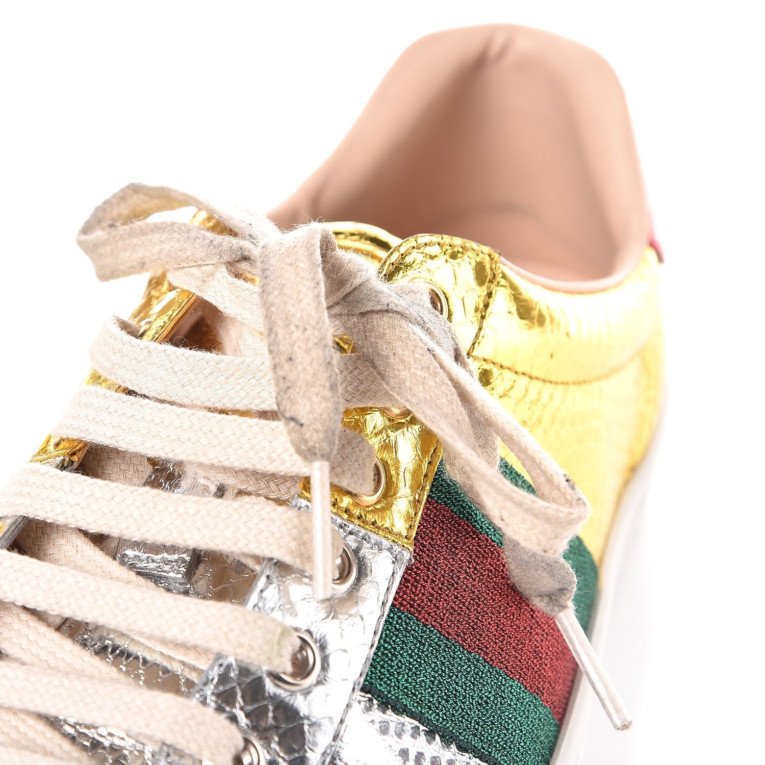 Gucci Metallic Ayers Web New Ace Sneakers 8 Gold Silver 14 of 15