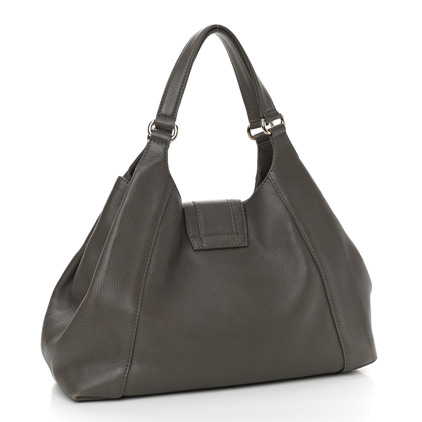 Pebbled Calfskin Medium Greenwich Shoulder Bag Grey