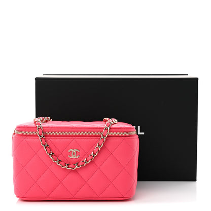 Chanel Caviar Quilted Small Vanity Case With Chain Pink 11 of 11