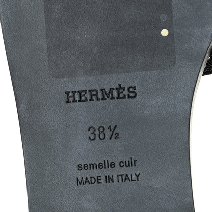 Hermes Goatskin Crystal Oran Sandals 38.5 Black 8 of 13