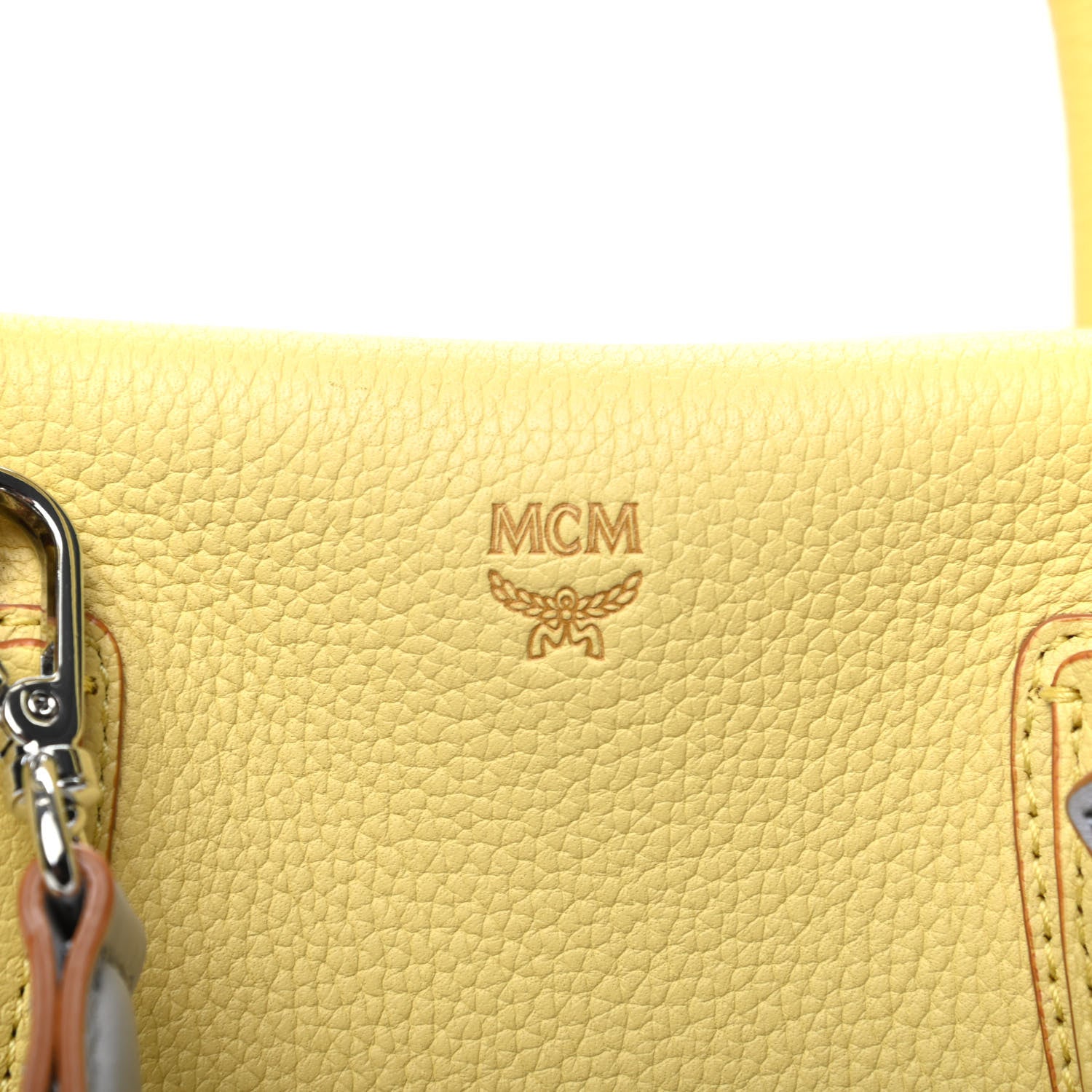 MCM Grained Calfskin Medium Milla Tote Custard Yellow 6 of 9