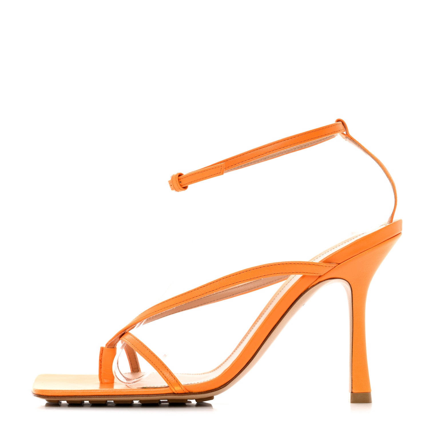 Bottega Veneta Lambskin Stretch Multi Strap 90mm Sandals 38 Tangerine 1 of 8