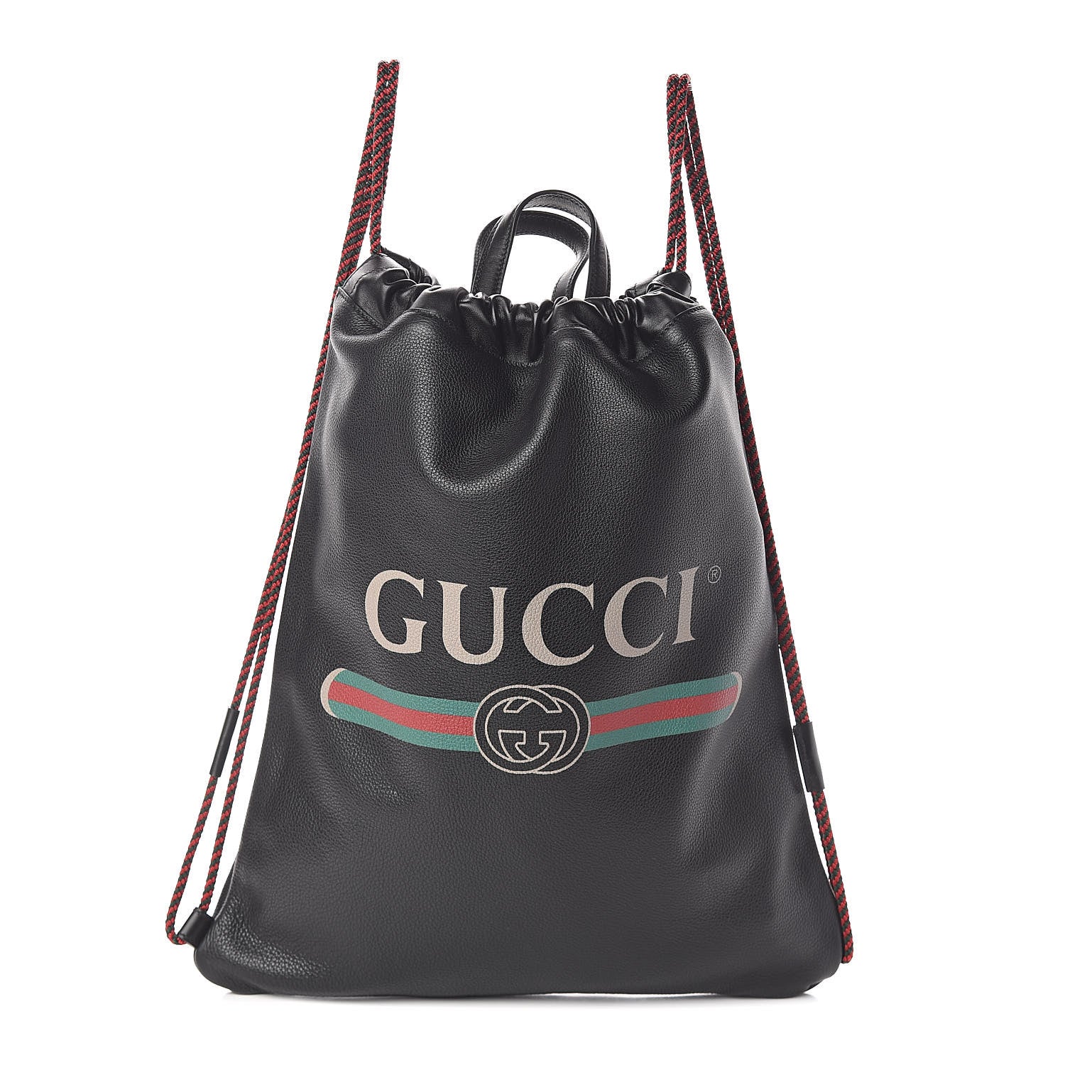 Gucci Calfskin Logo Drawstring Backpack Black 3 of 11