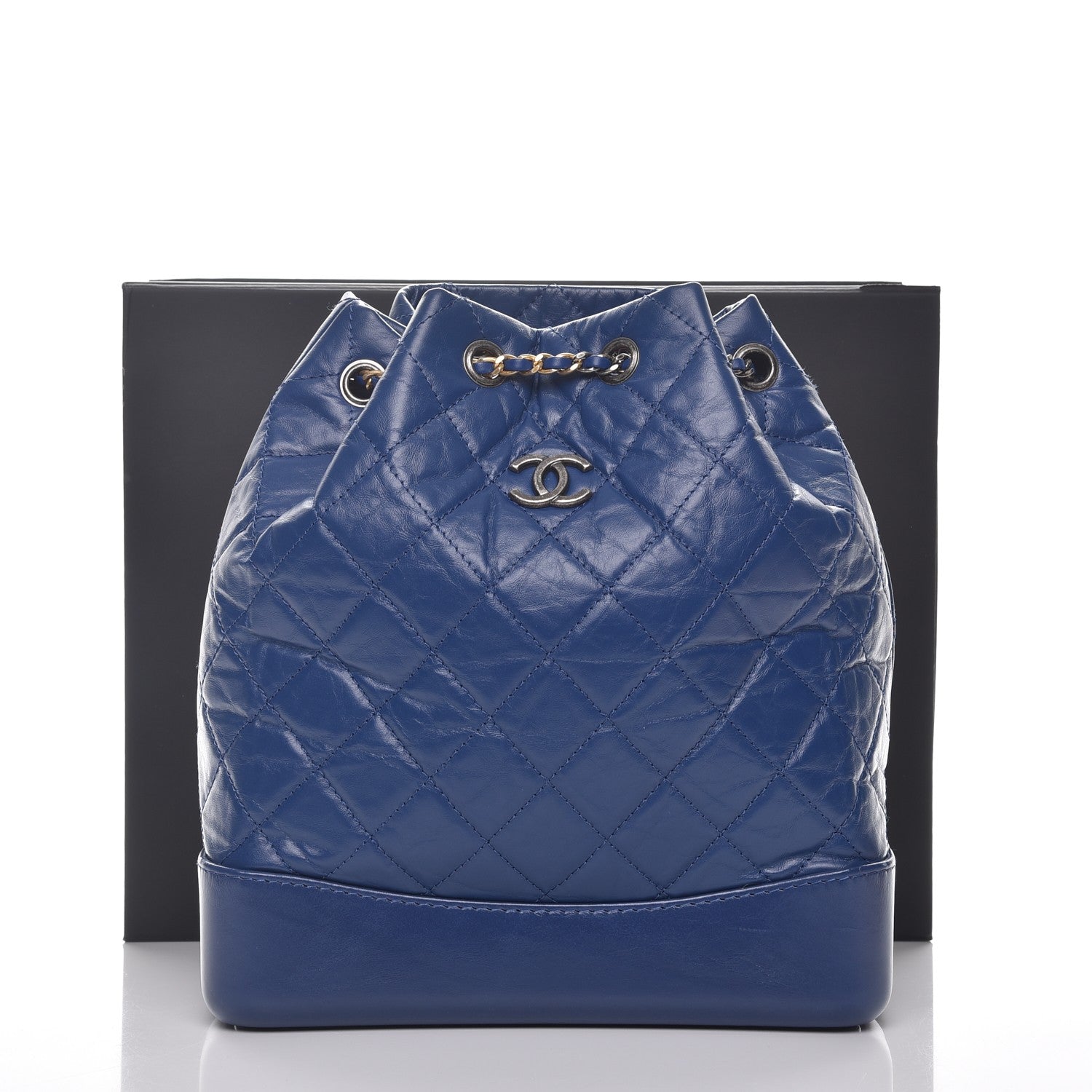 Chanel Aged Calfskin Quilted Gabrielle Backpack Dark Blue 8 of 8