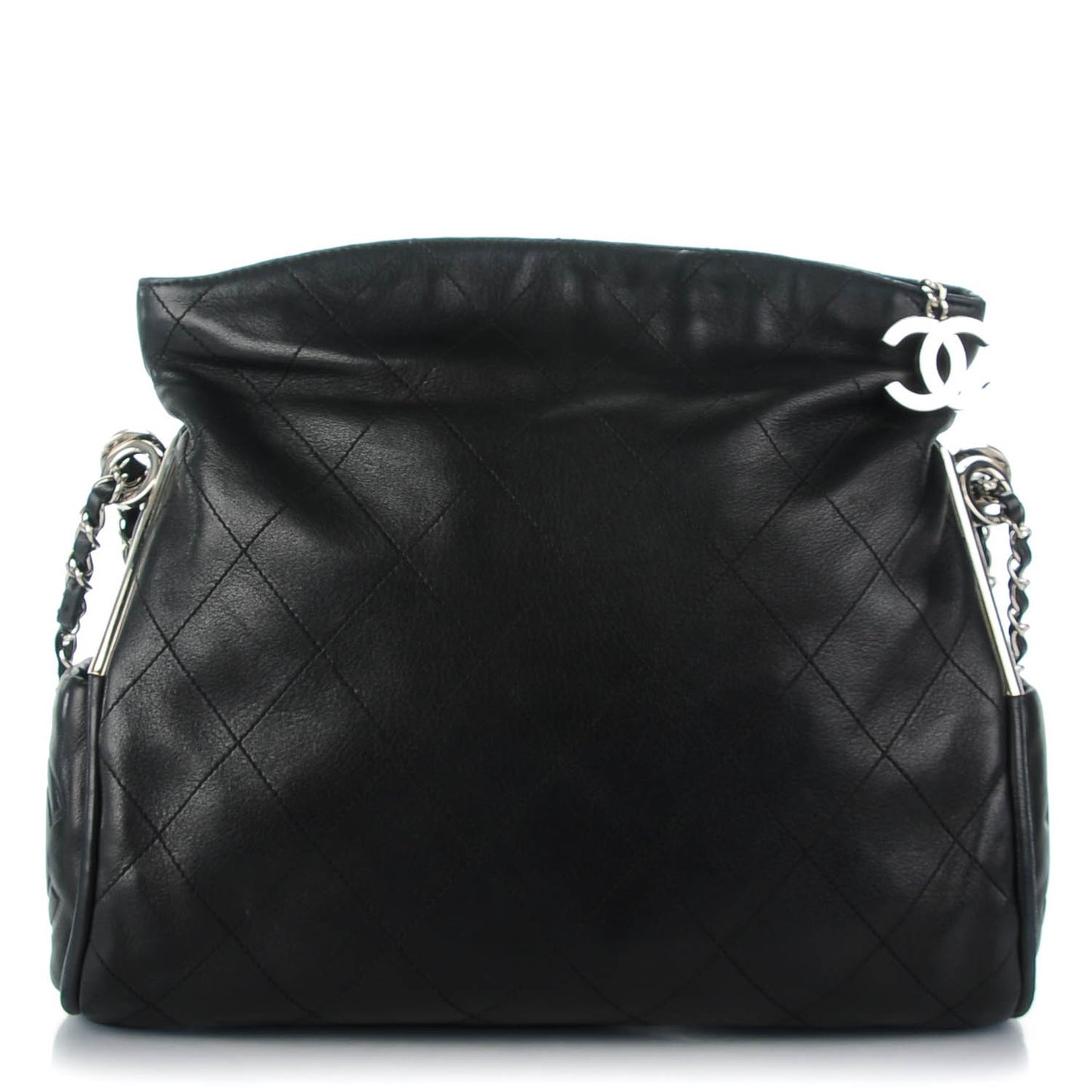 Lambskin Stitched Medium Ultimate Soft Tote Black