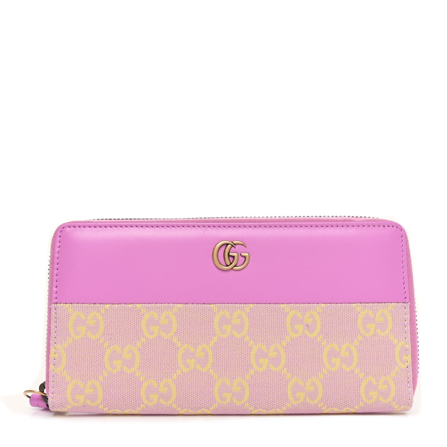 Calfskin GG Monogram GG Marmont Zip Around Wallet Lilac Yellow