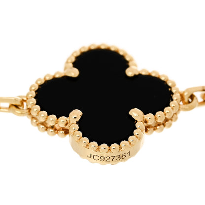 Van Cleef & Arpels 18K Yellow Gold Black Onyx 5 Motifs Vintage Alhambra Bracelet 3 of 5