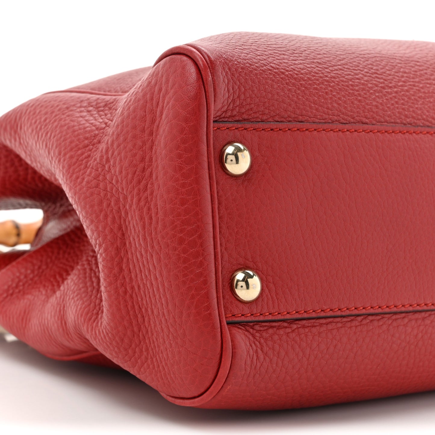 Calfskin Small Bamboo Shopper Tote Red