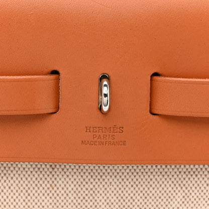 Hermes Toile Vache Calfskin Herbag PM 30 Black Natural 7 of 11