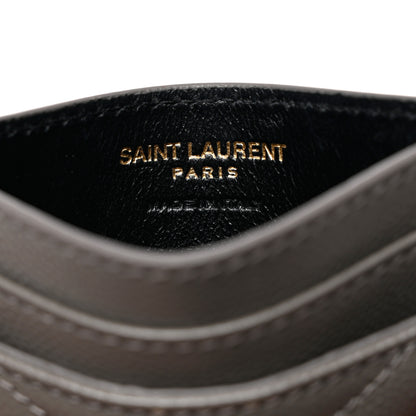 Saint Laurent Grain De Poudre Matelasse Chevron Monogram Credit Card Case Fog 6 of 8