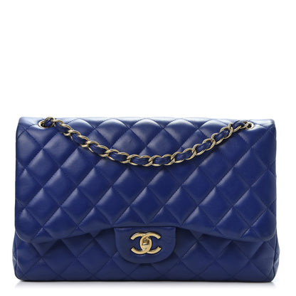 Chanel Lambskin Quilted Jumbo Double Flap Blue 1 of 9