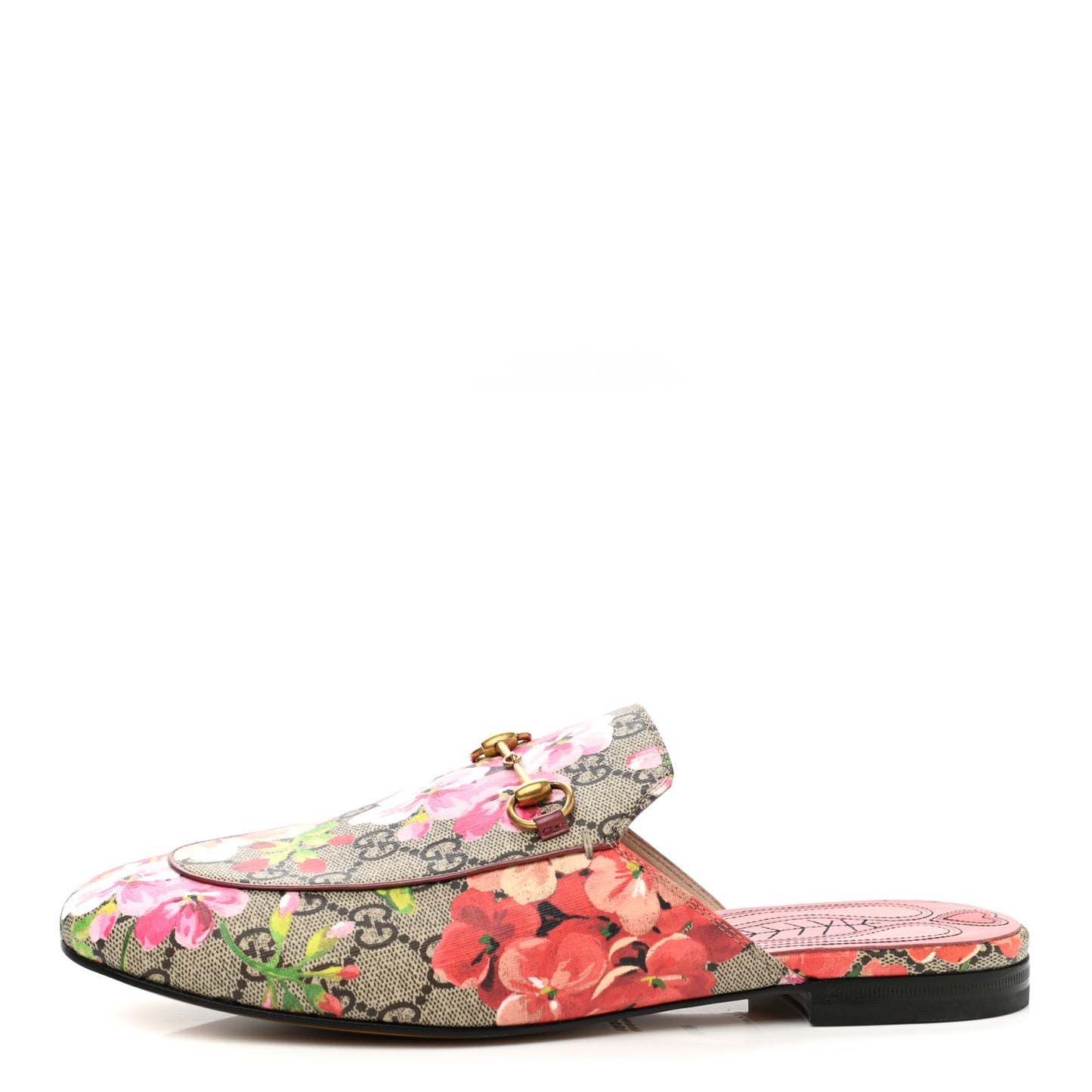 GG Supreme Monogram Blooms Womens Princetown Slippers 40.5 Beige Multicolor Dry Rose