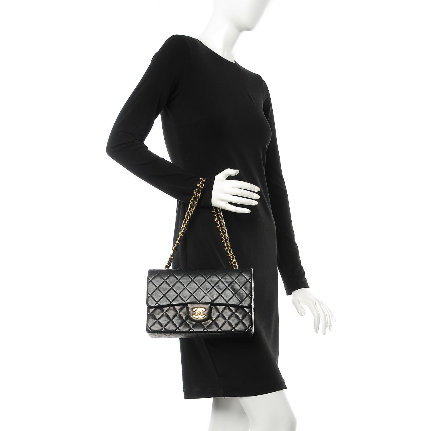 Chanel Lambskin Quilted Medium Double Flap Black 2 of 9