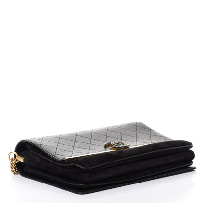 Chanel Grained Calfskin Enamel CC Flap Bag Black 3 of 4