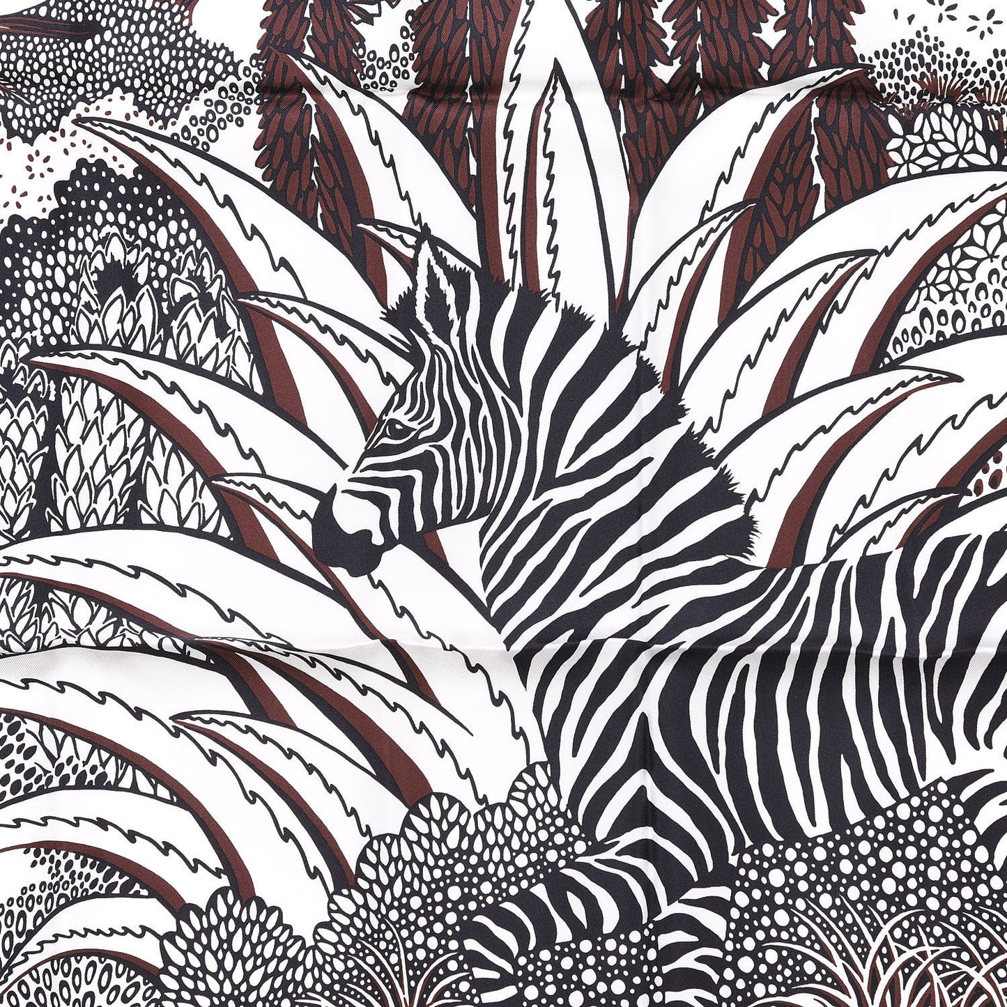 Silk Mountain Zebra Scarf 90 Marron Black White