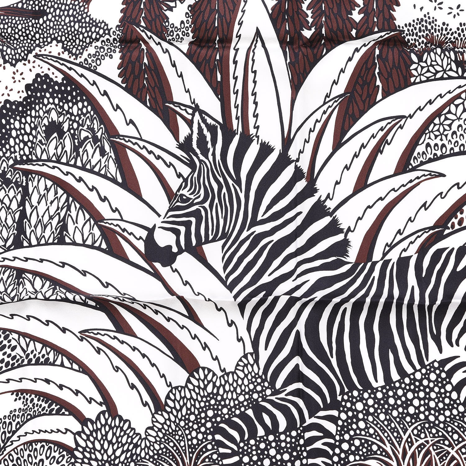 Hermes Silk Mountain Zebra Scarf 90 Marron Black White 4 of 8