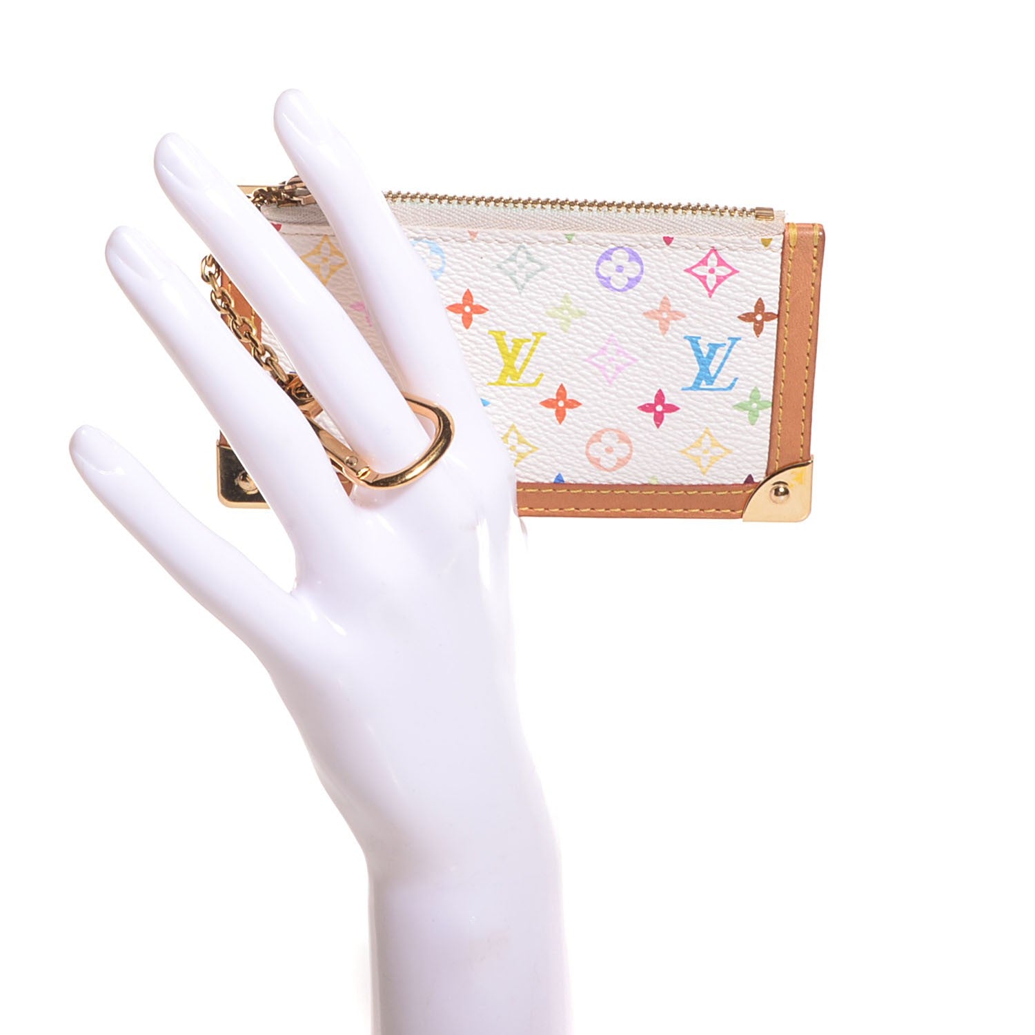 Louis Vuitton Monogram Multicolor Key Pouch White 2 of 7