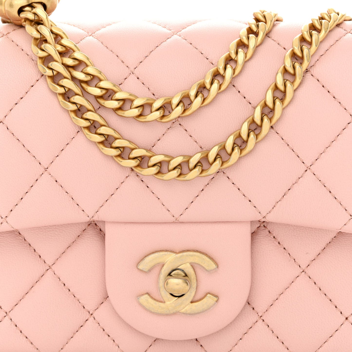 Lambskin Quilted Mini Sweet Camellia Flap Light Pink