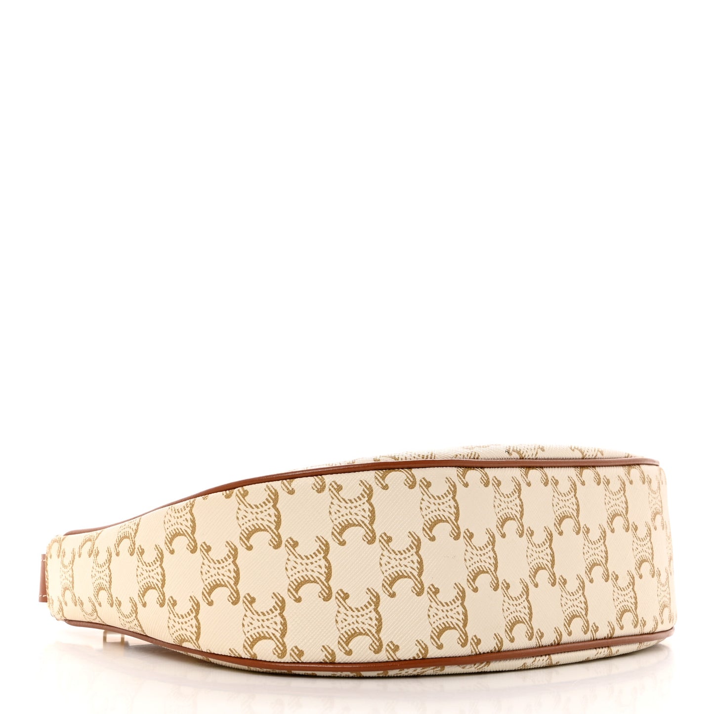 Canvas Calfskin Ava Triomphe Shoulder Bag White