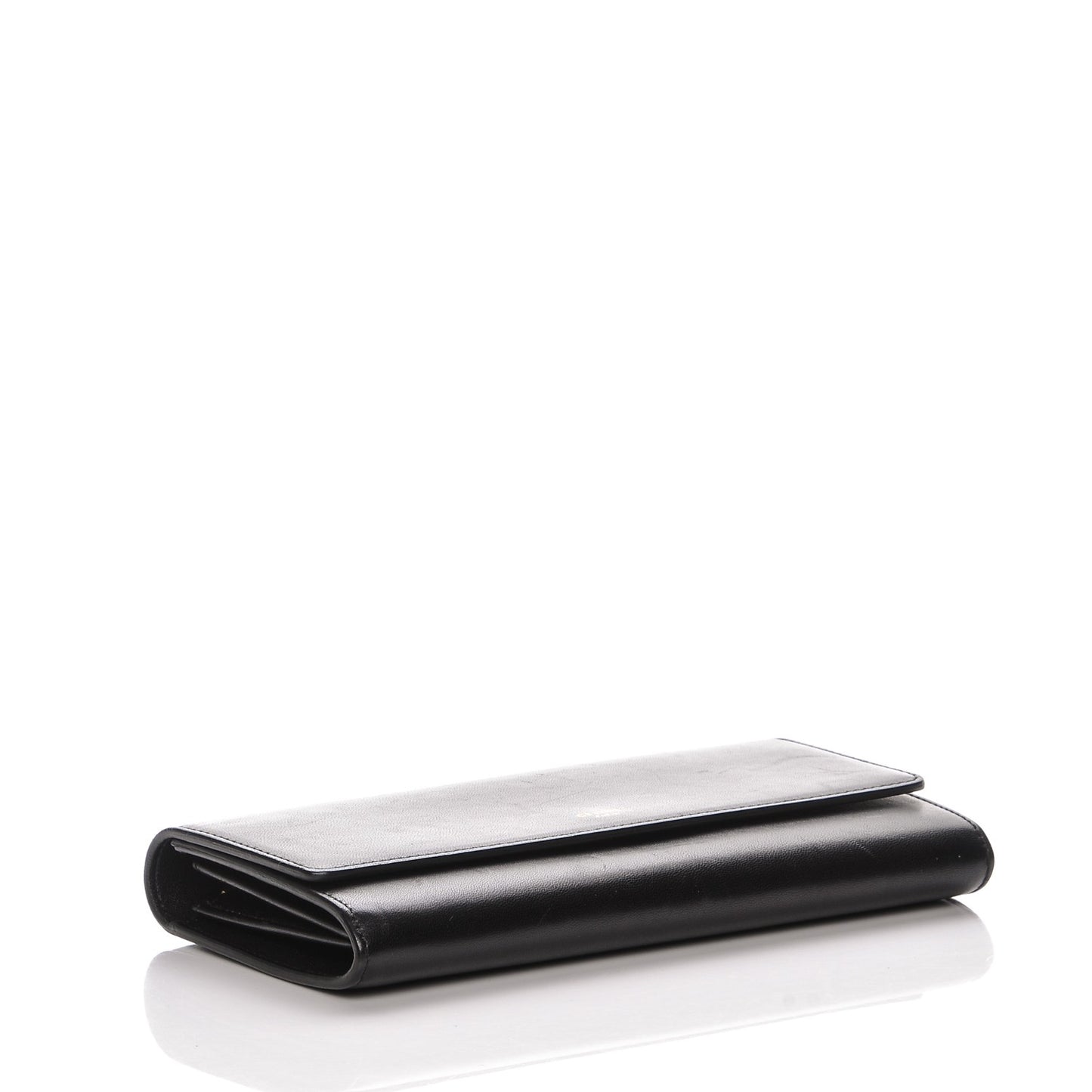Smooth Calfskin Large Flap Wallet Black