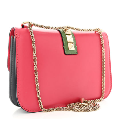 Valentino Garavani Vitello Medium Glam Lock Rockstud Flap Deep Rose Scarlet Grey Green 3 of 10