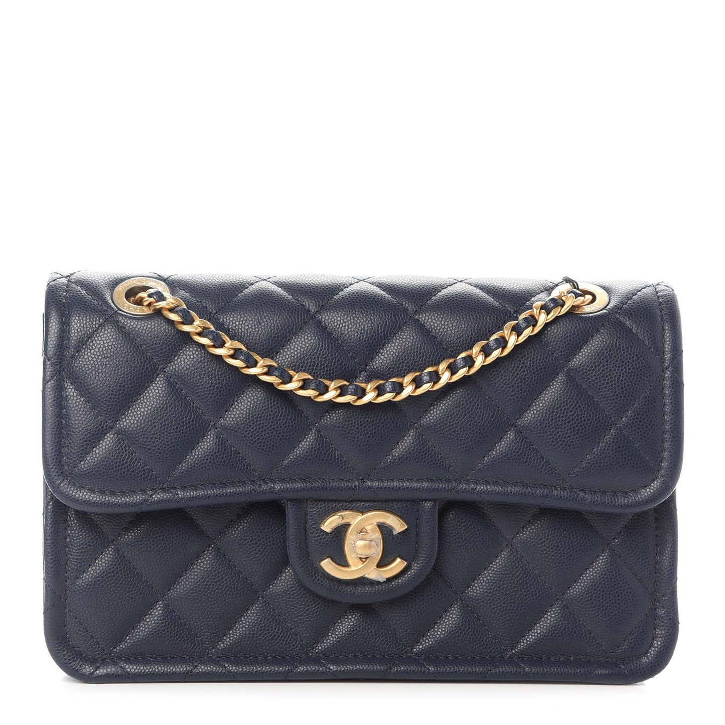 Caviar Quilted Medium Sweet Classic Flap Navy Blue