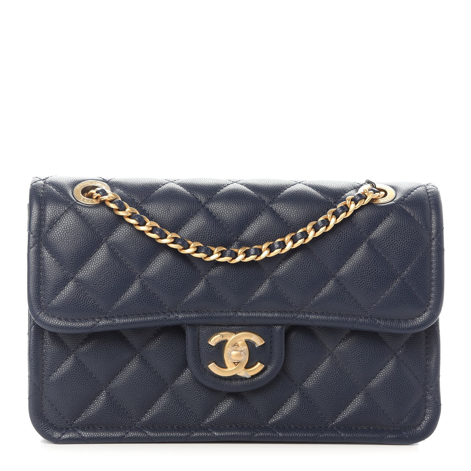 Chanel Caviar Quilted Medium Sweet Classic Flap Navy Blue 1 of 10