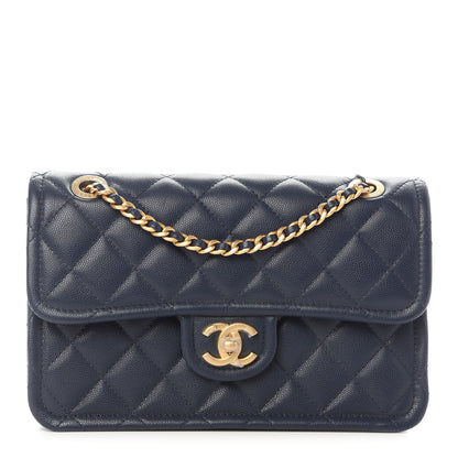 Chanel Caviar Quilted Medium Sweet Classic Flap Navy Blue 1 of 10