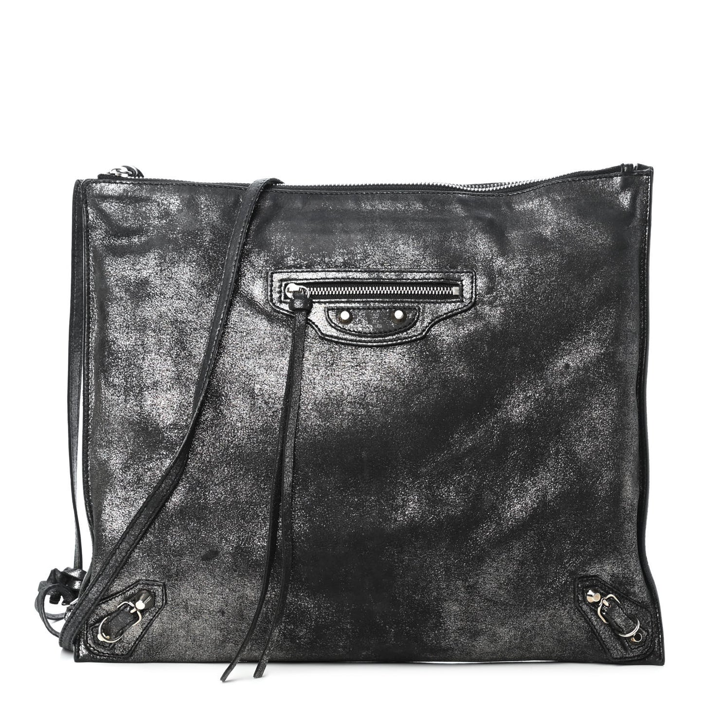Metallic Calfskin Milkyway Ligne Papier Messenger Black