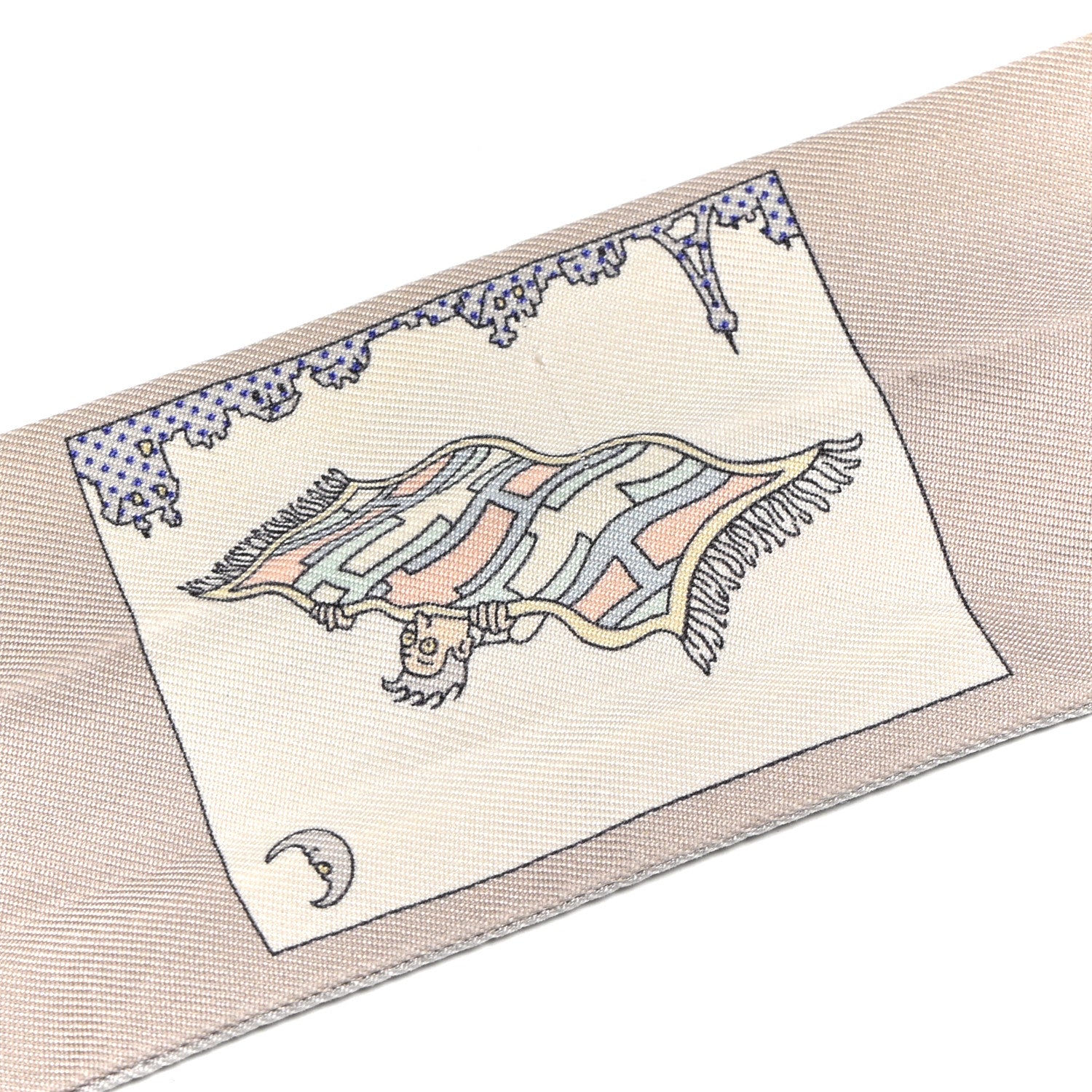 Hermes Silk A Vos Crayons Twilly Gris Perle Jaune Pale 4 of 4