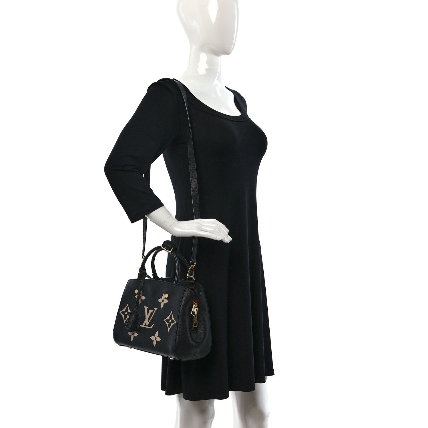 Louis Vuitton Empreinte Monogram Giant Montaigne BB Black Beige 2 of 8