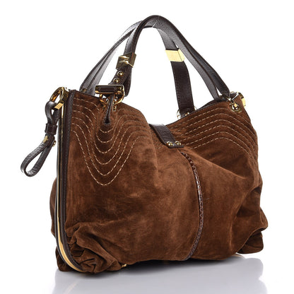 Jimmy Choo Suede Watersnake Trim Alex Shoulder Bag Cognac 3 of 8