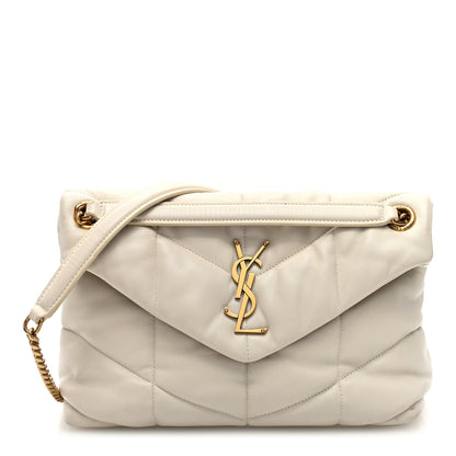 Saint Laurent Lambskin Quilted Small Loulou Puffer Monogram Chain Satchel Blanc Vintage 1 of 11