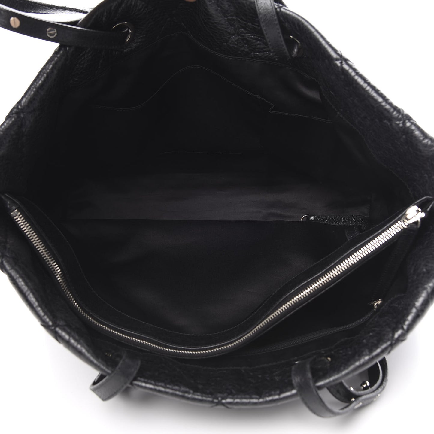 Glazed Calfskin Large On The Road Tote Black