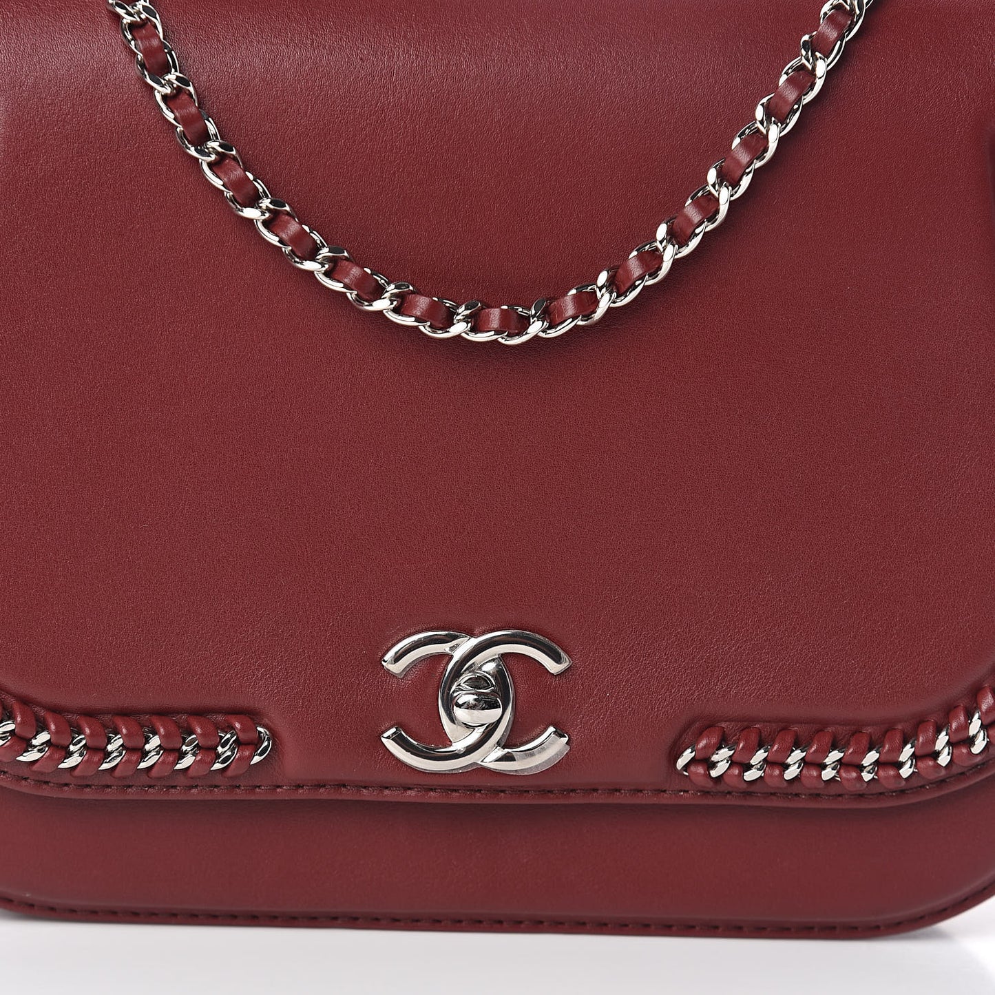 Calfskin Braided Medium Chic Flap Burgundy