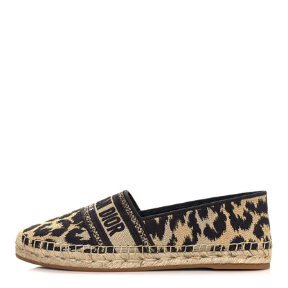 Christian Dior Cotton Embroidered Leopard Print Granville Espadrille 39.5 Natural 1 of 9