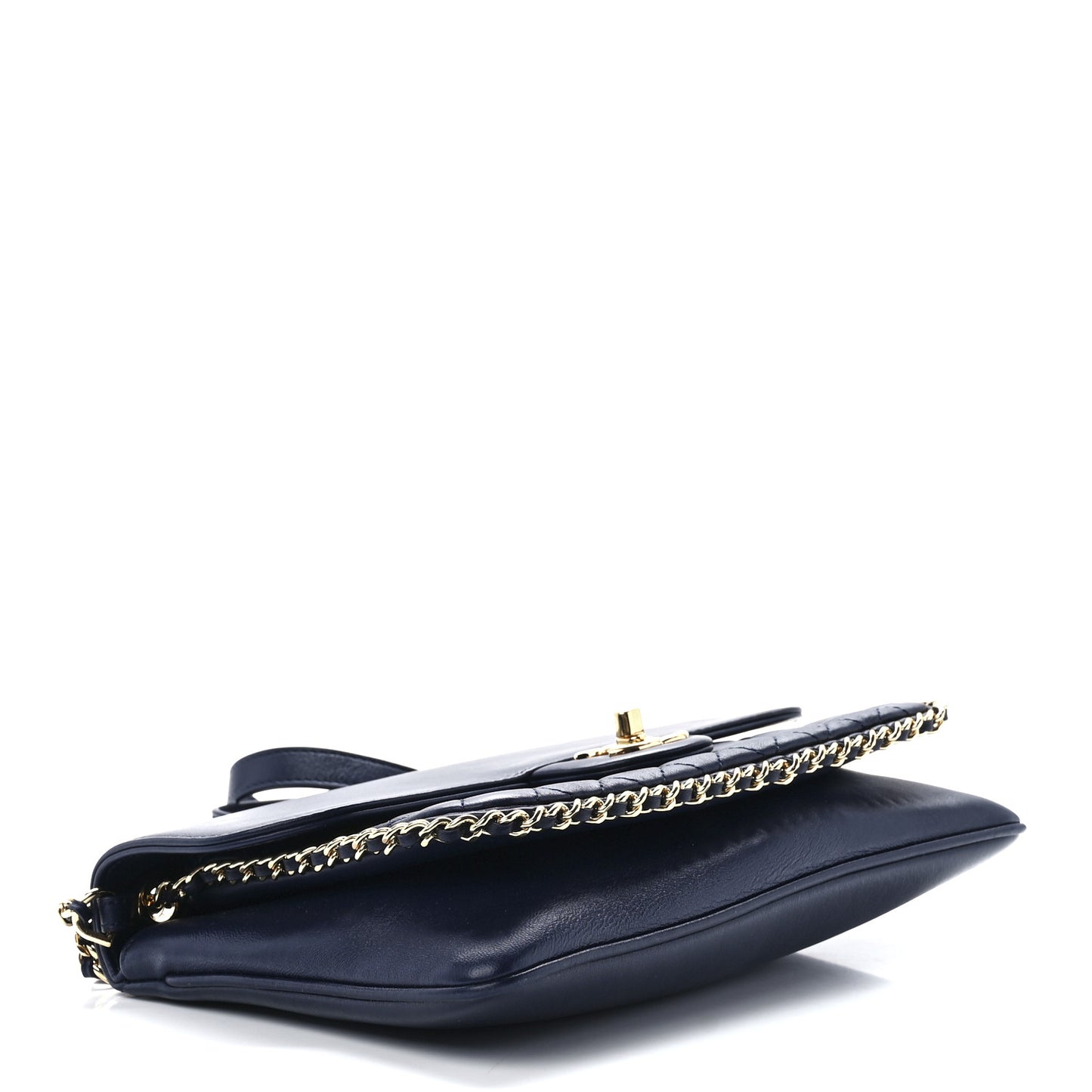 Lambskin Quilted Large CC Unchained Crossbody Navy