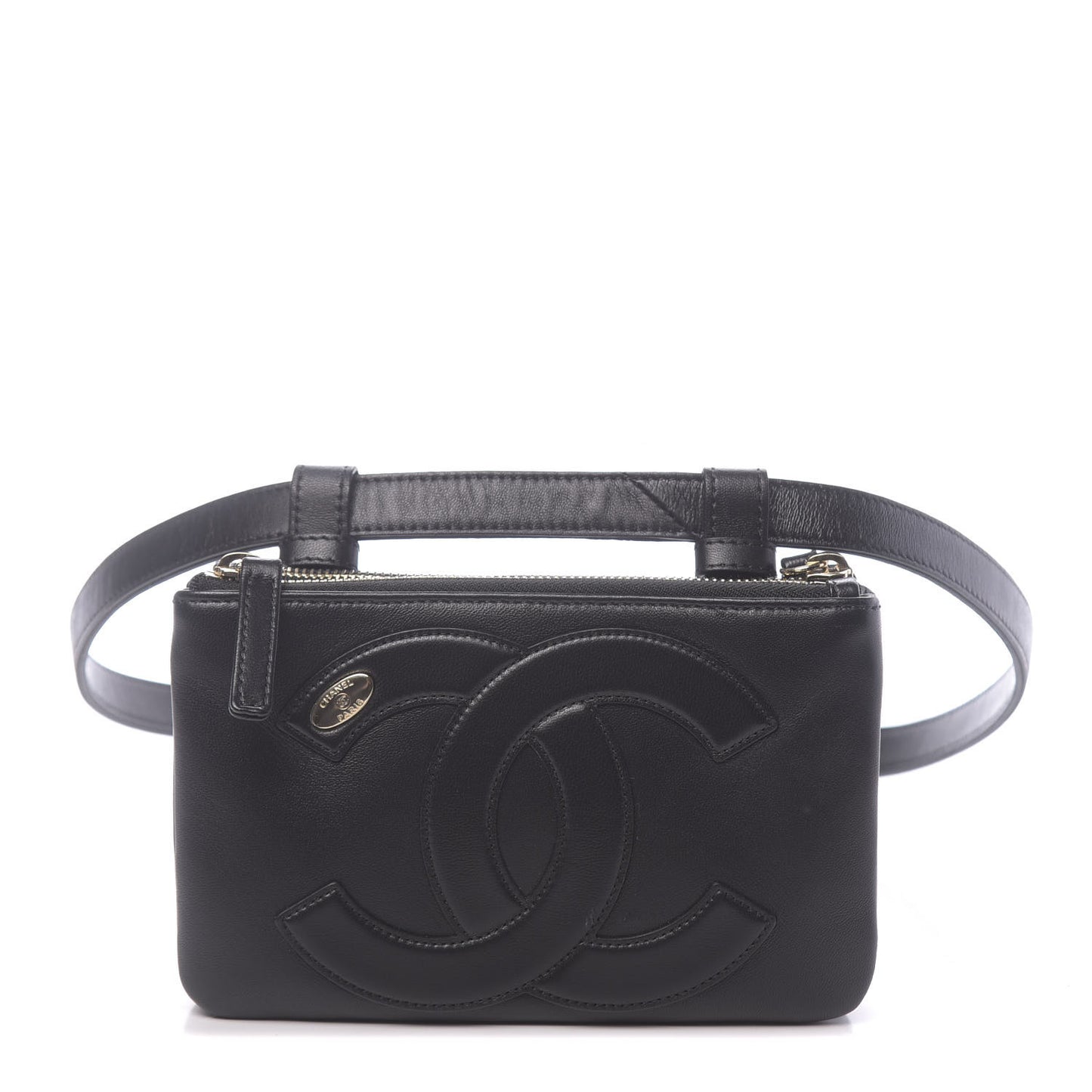 Lambskin CC Mania Waist Belt Bag Black
