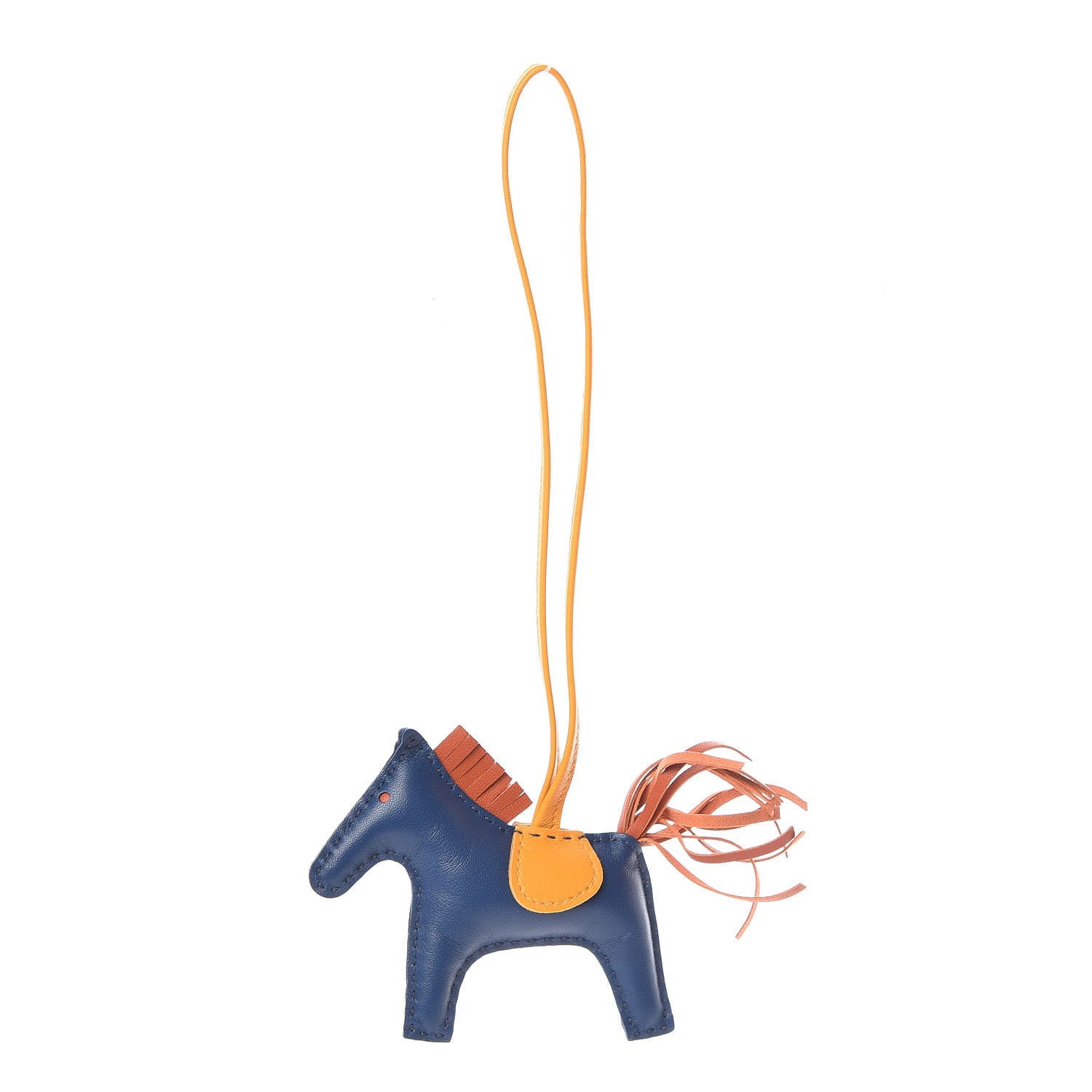 Hermes Milo Lambskin Grigri Rodeo Horse Bag Charm PM Bleu de Malte Cornaline Jaune D'Or 1 of 4
