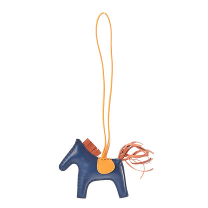 Hermes Milo Lambskin Grigri Rodeo Horse Bag Charm PM Bleu de Malte Cornaline Jaune D'Or 1 of 4