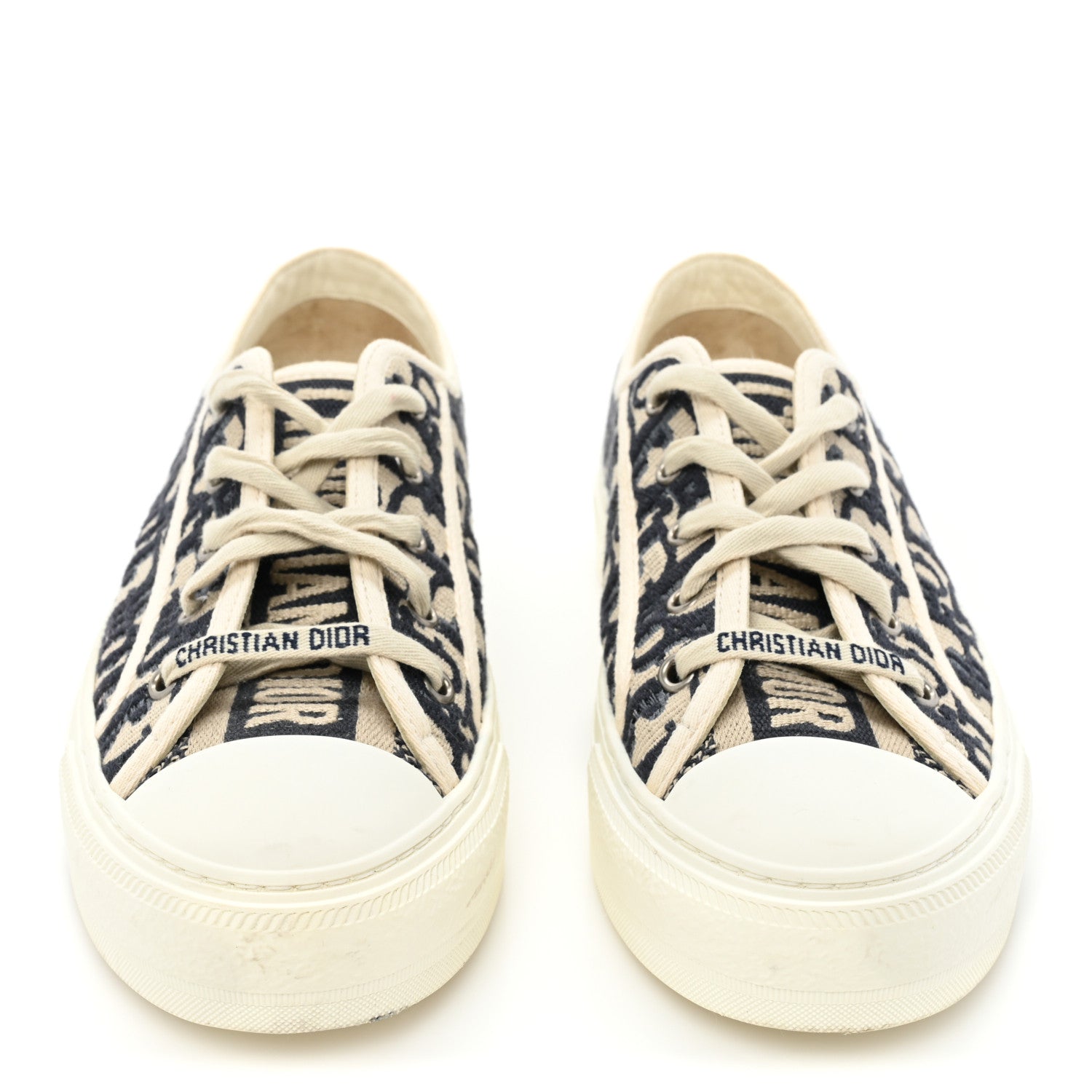 Christian Dior Canvas Oblique Walk'N'Dior Low Top Sneakers 38.5 Deep Blue 2 of 13