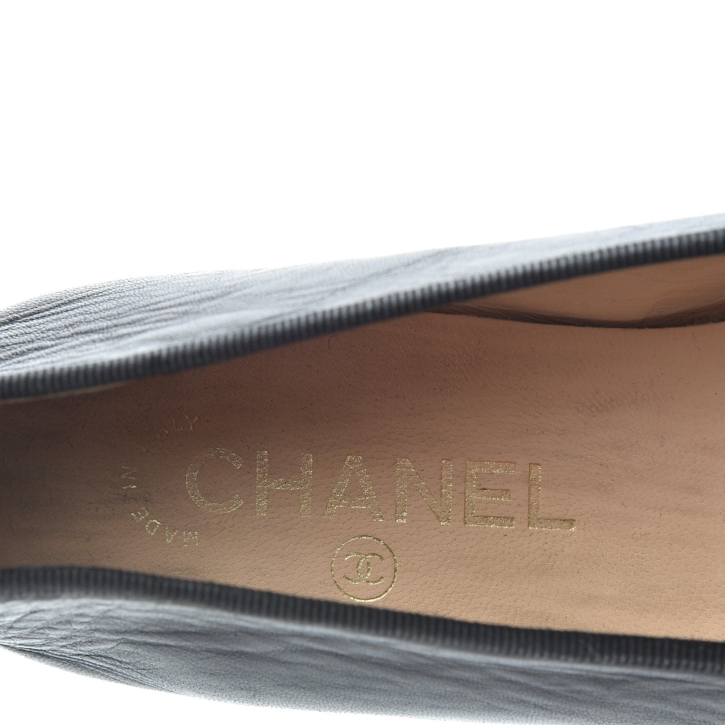Lambskin Patent Cap Toe Ballerina Flats 37.5 Black