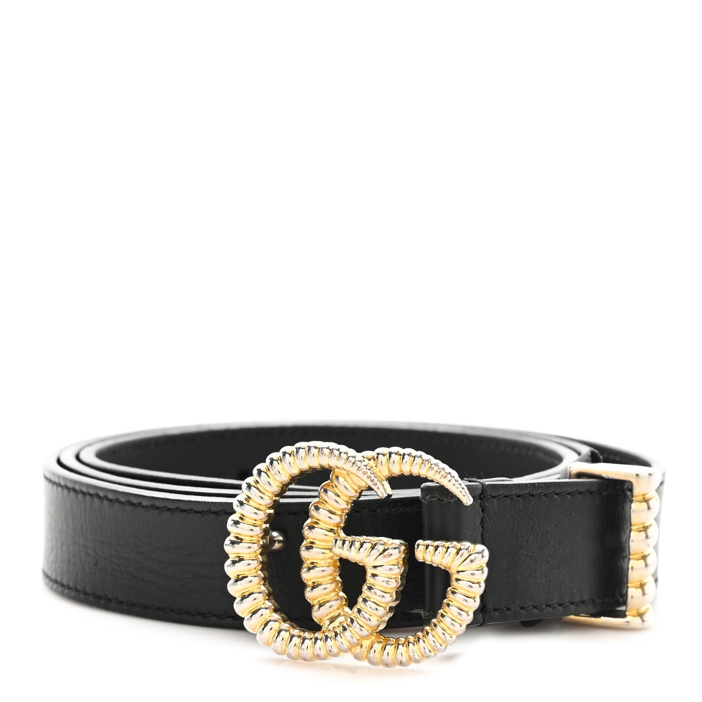 Moon Calfskin Torchon Double G 25mm Belt 95 38 Black
