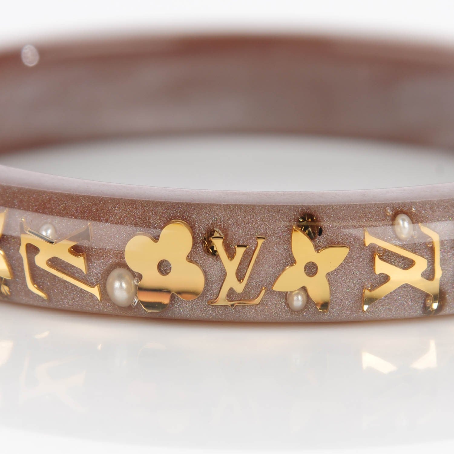 Louis Vuitton Resin Swarovski Pearl Medium Inclusion Bracelet PM Praline 5 of 5