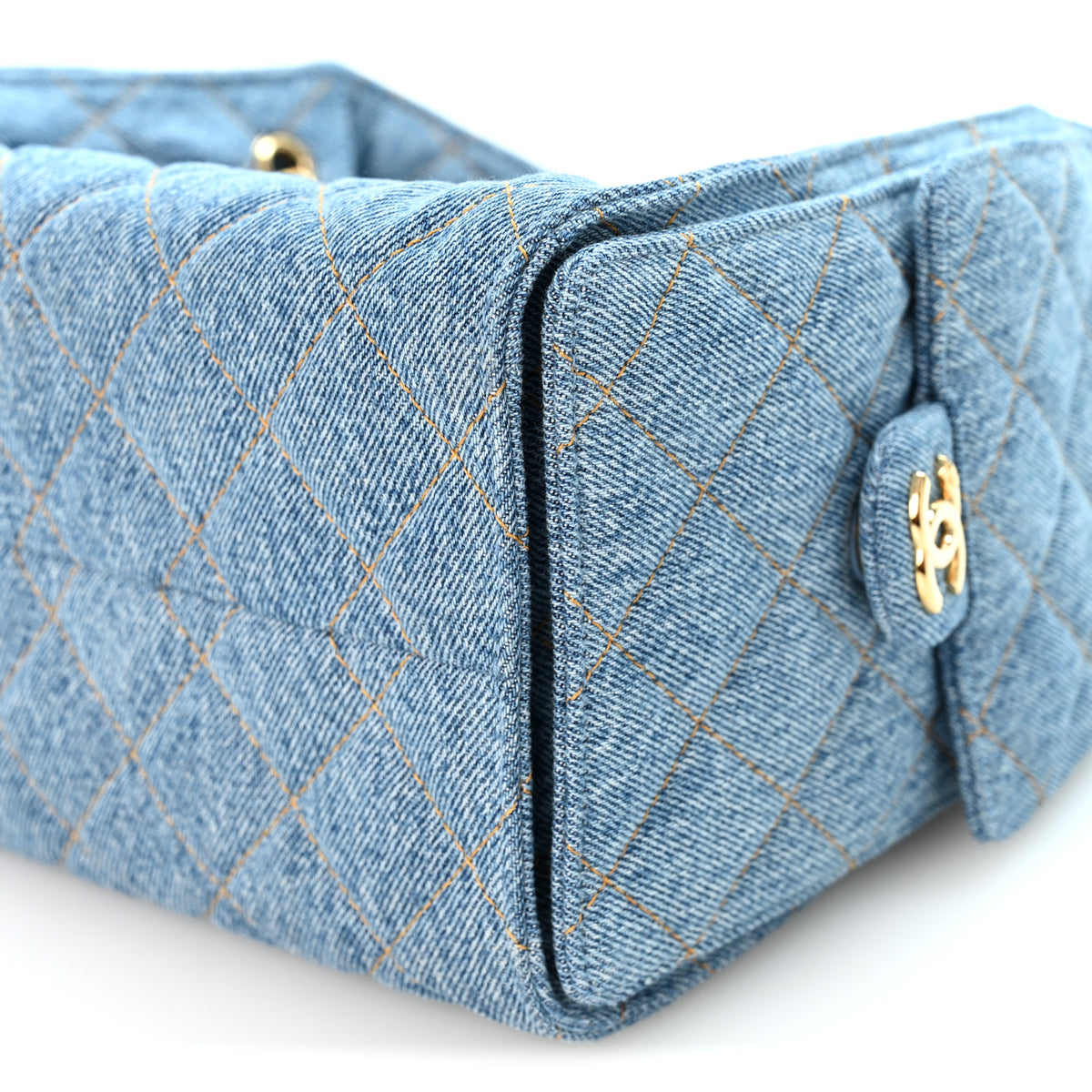 Denim Quilted Small Chanel 25 Handbag Blue
