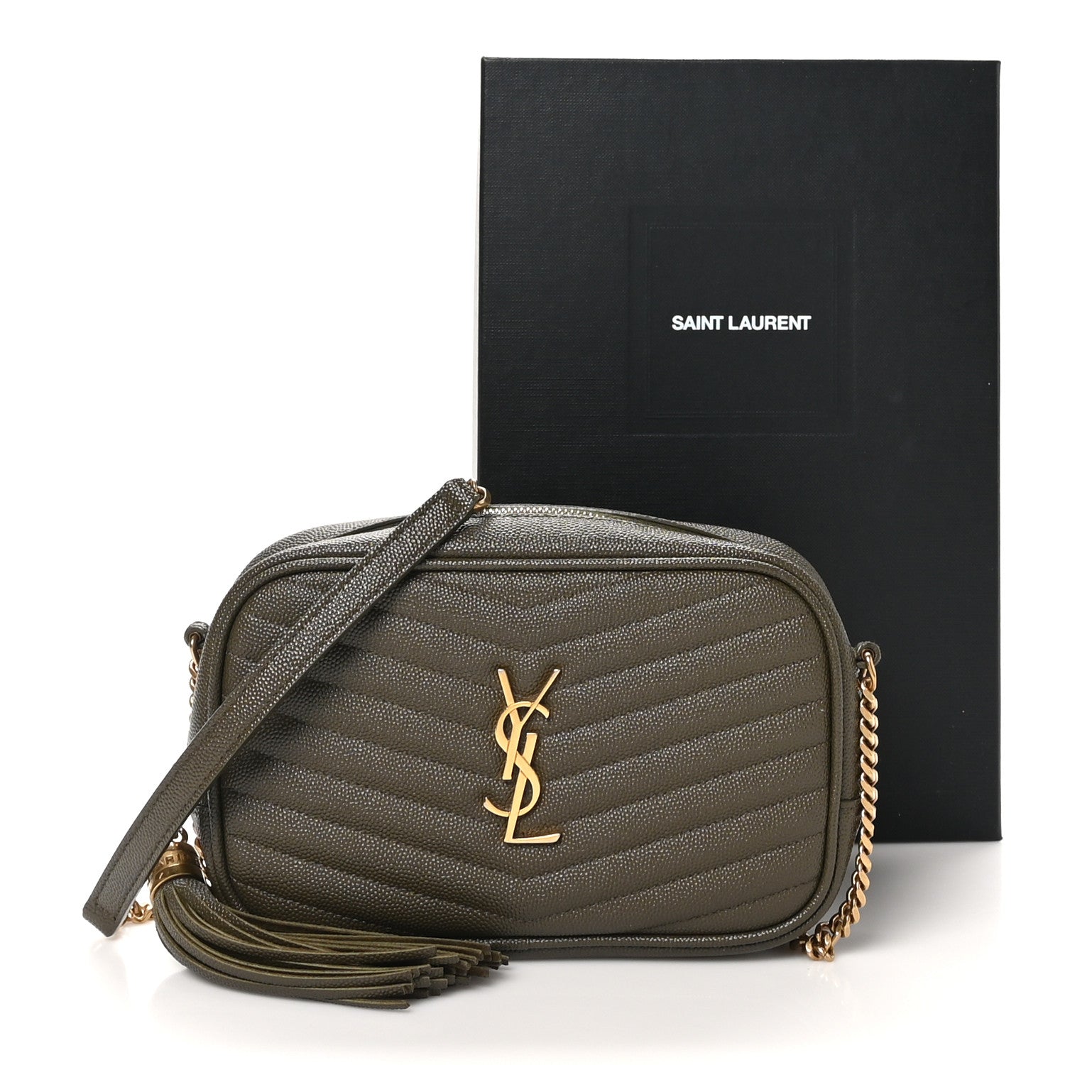 Saint Laurent Grain De Poudre Matelasse Monogram Mini Lou Camera Bag Dark Latte 11 of 11